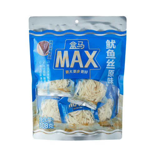 盒马MAX 原味鱿鱼丝308g 休闲网红小零食解馋干货新鲜独立小包装
