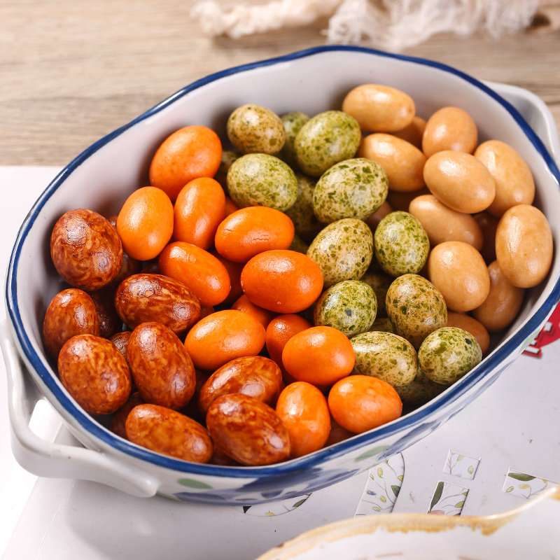 多彩鱼皮花生米500g散装酥脆日本豆老式脆皮花生怀旧零食小吃批发