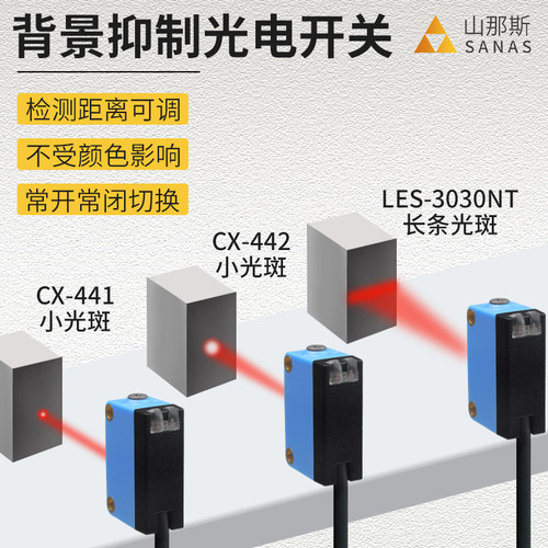 黑白等距BGS背景抑制光电开关24V