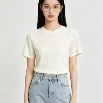 夏季新款简约纯色女款短袖T恤