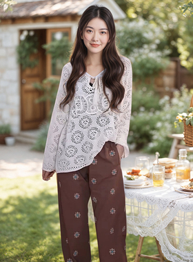 Miele Kohler夏季新款时尚刺绣设计莱赛尔女士休闲裤子MKAX87455