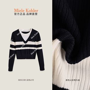 新款 澳门小源同款 莱赛尔假两件条纹长袖 女MKAQ6A070 针织衫 秋季