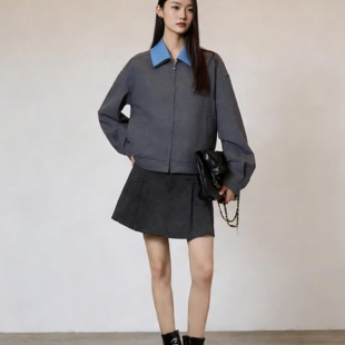 Miele Kohler春季高级感潮流字母撞色翻领女装短款外套MKAQ68021