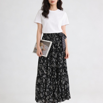 高腰显瘦夏季复古半身裙