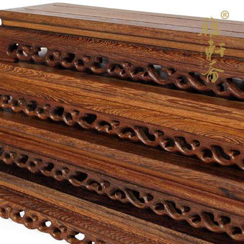 雅轩斋红木奇石底座花瓶花盆玉石摆件鸡翅木质长方形实木佛像底座