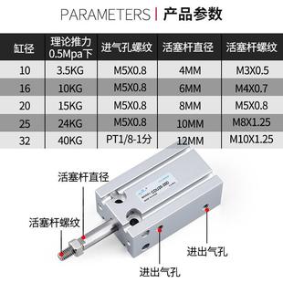 015 气动小型自由安装 32X10 磁性气缸CDU10 520