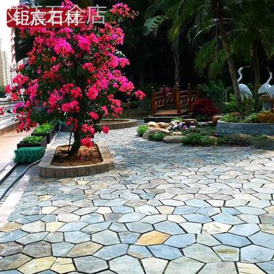 天然冰裂纹不规则青石板室外防滑防冻仿古踏步石庭院别墅花园地砖