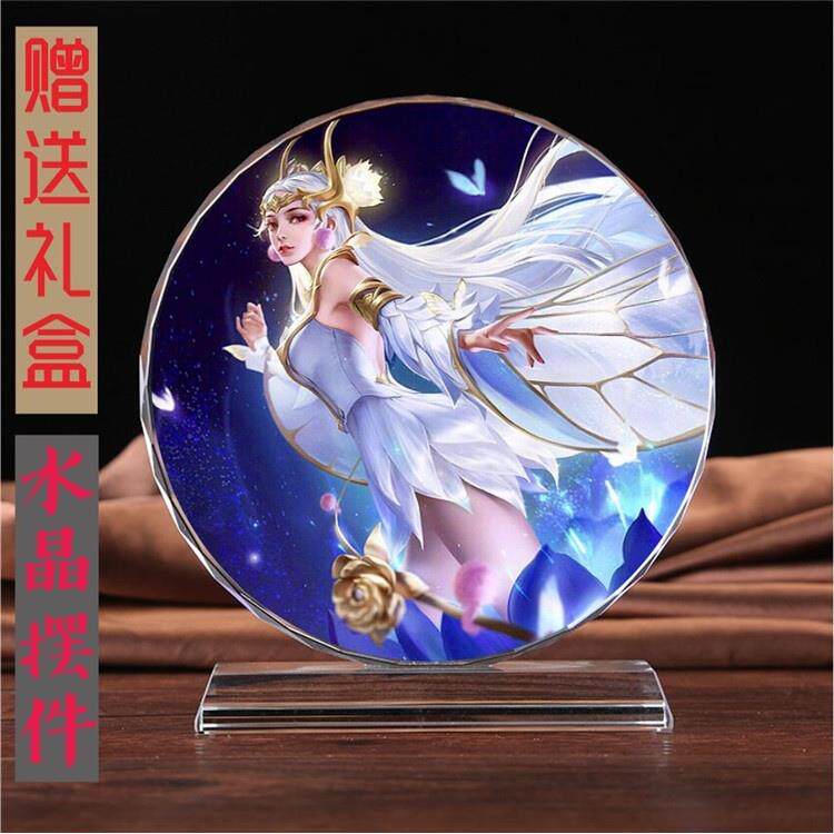 王者周荣耀周边金蝉子/关羽/貂蝉仲夏夜皮肤程咬金安琪拉水晶摆件