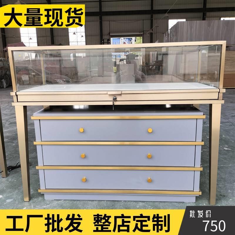 现货2023不锈钢镀钛柜子珠宝首饰展示柜玉器翡翠展柜饰品玻璃柜台