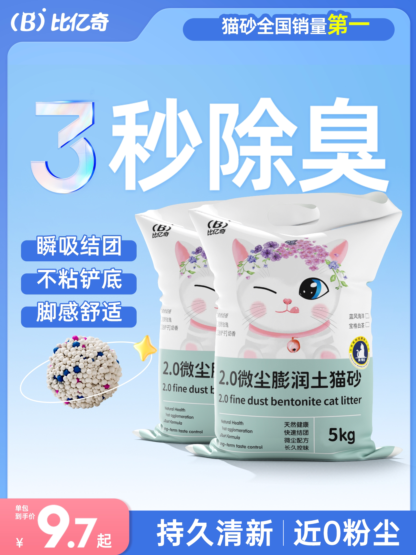【ชุดสะสมสุดคุ้ม】ทรายแมว Biyiqi ดับกลิ่น ไร้ฝุ่น จัดส่งฟรี กำจัดกลิ่นปัสสาวะ เบนโทไนต์แร่ธาตุ สารดับกลิ่น