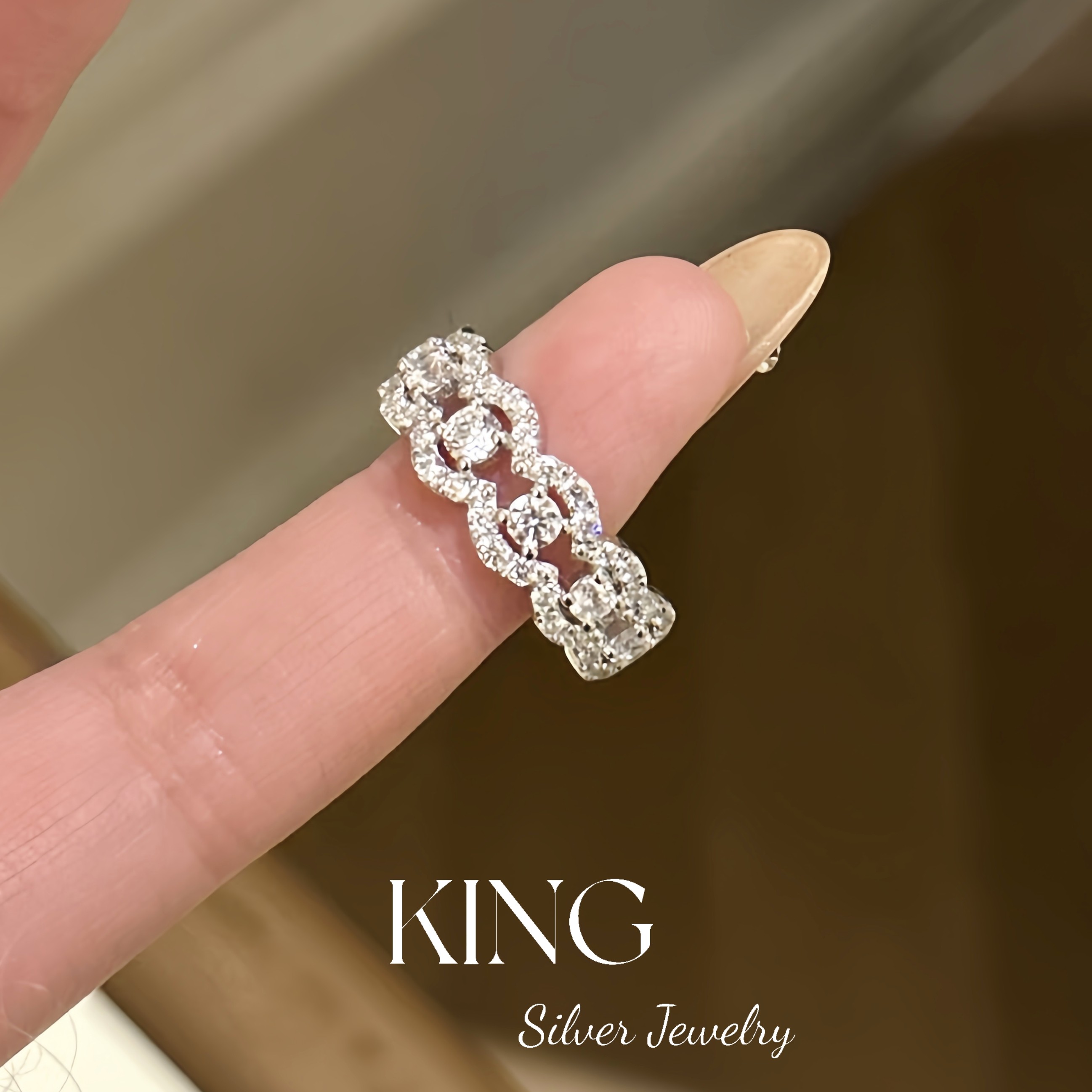 king银饰珠宝S925银蕾丝女王戒指