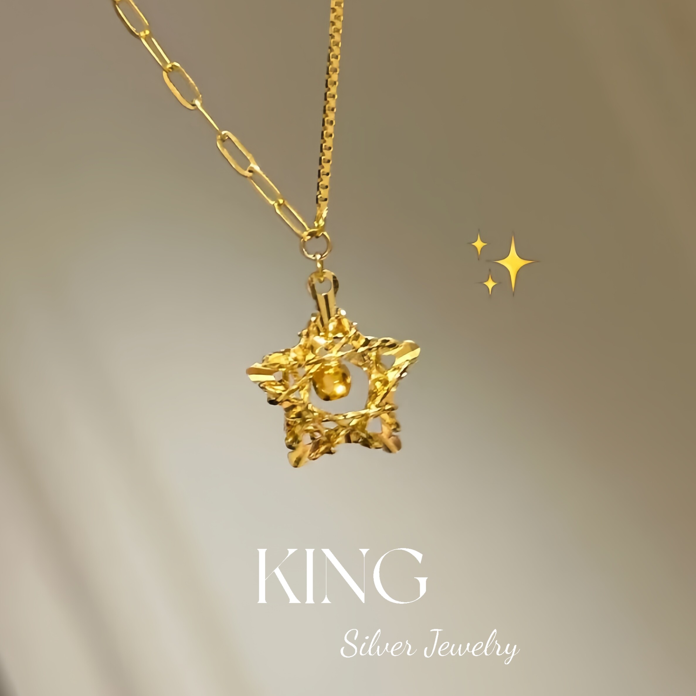 king银饰珠宝碎冰冰爆闪星星项链