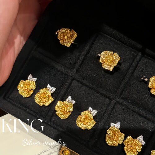 king银饰珠宝S925四月黄玫瑰套装