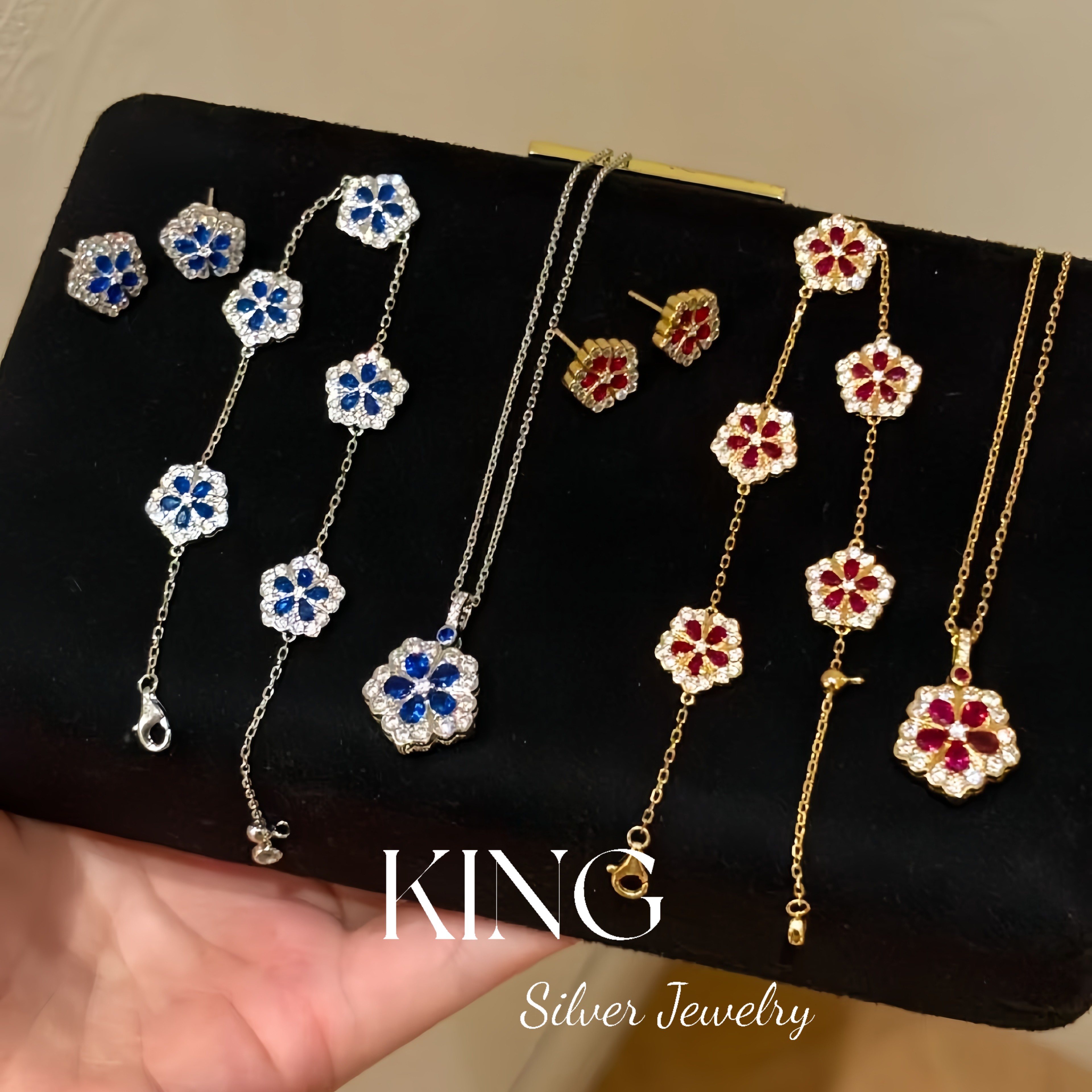 king银饰珠宝S925银牡丹颂套装