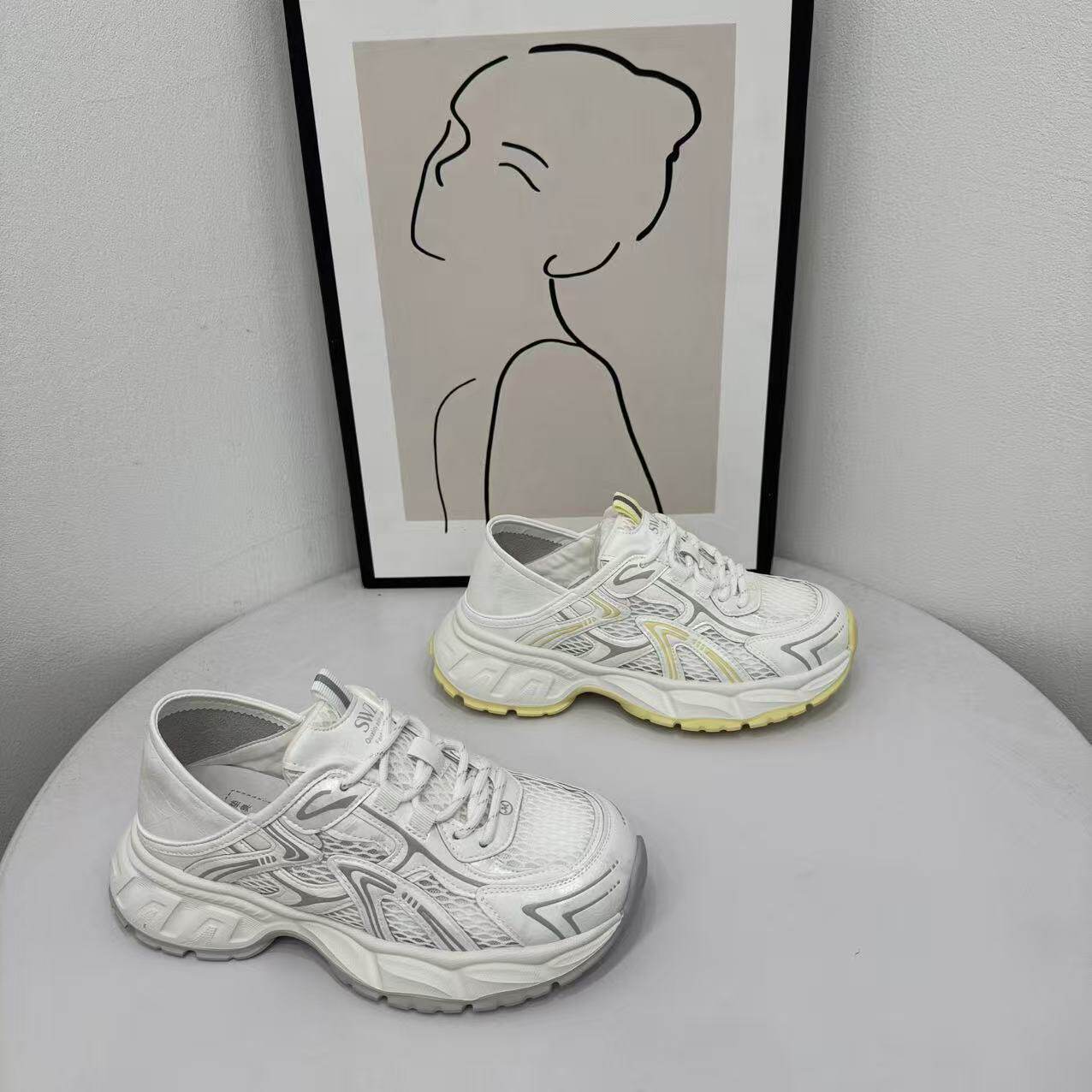 复古网面透气老爹鞋女2026春季5cm厚底增高小个子百搭运动休闲鞋