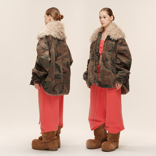 COZYDOLL巴恩风可拆卸毛领棉服