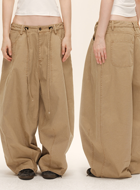 COZYDOLL巴恩风美式街头复古水洗做旧松弛廓形低腰宽松阔腿工装裤