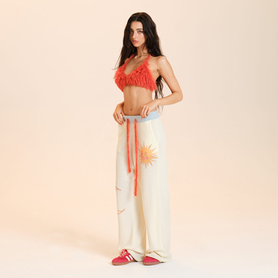 Cozydoll海岛度太阳印花拖地长裤