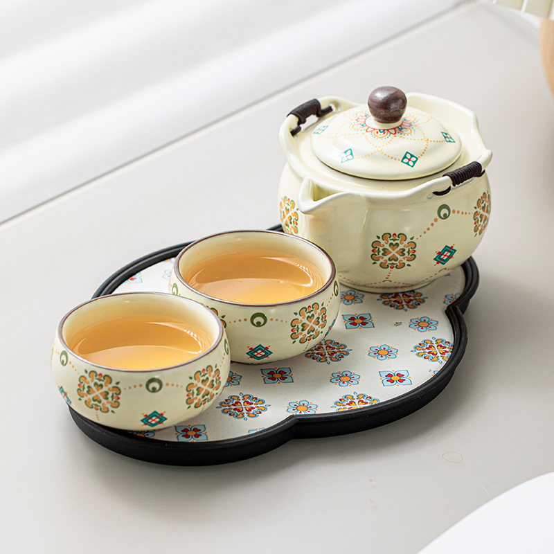 米黄釉宝相花手抓壶茶壶泡茶家用茶具陶瓷茶壶单壶一体不烫手套装,餐饮具,旅行茶具,淘宝优惠券,粉丝福利购,淘宝优惠卷