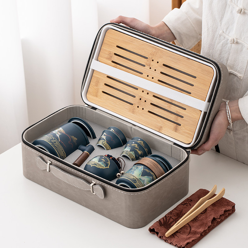 旅行茶具套装便捷包家用户外旅游简约功夫茶杯泡茶壶茶盘,餐饮具,旅行茶具,淘宝优惠券,粉丝福利购,淘宝优惠卷