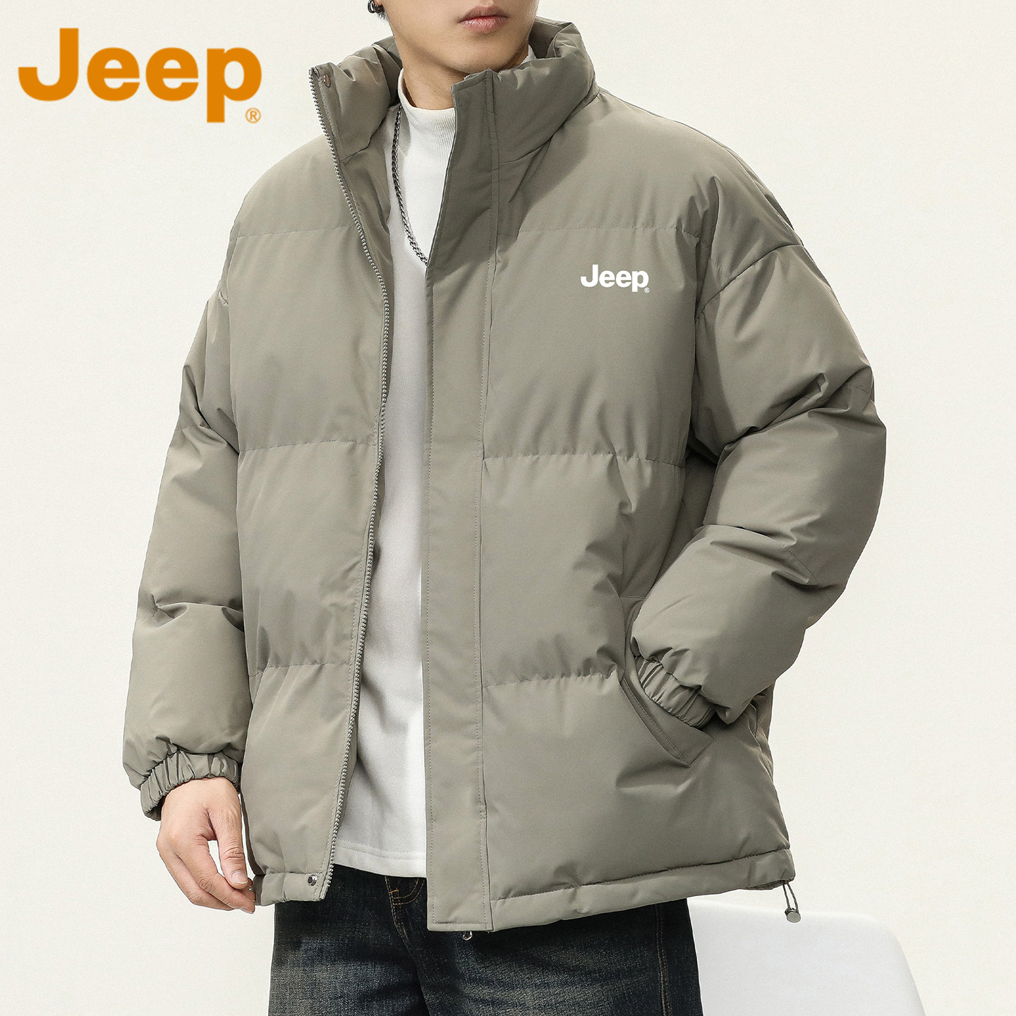 JEEP吉普保暖面包服外套男士2026秋冬新款宽松立领加厚棉衣棉服男