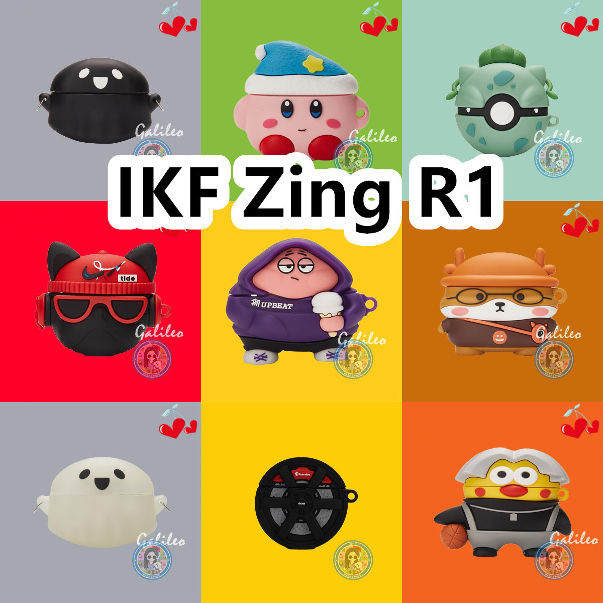 适用于IKF Zing R1耳机套卡通纯色保护套硅胶软壳无线蓝牙耳机壳防摔情侣潮充电仓盒子