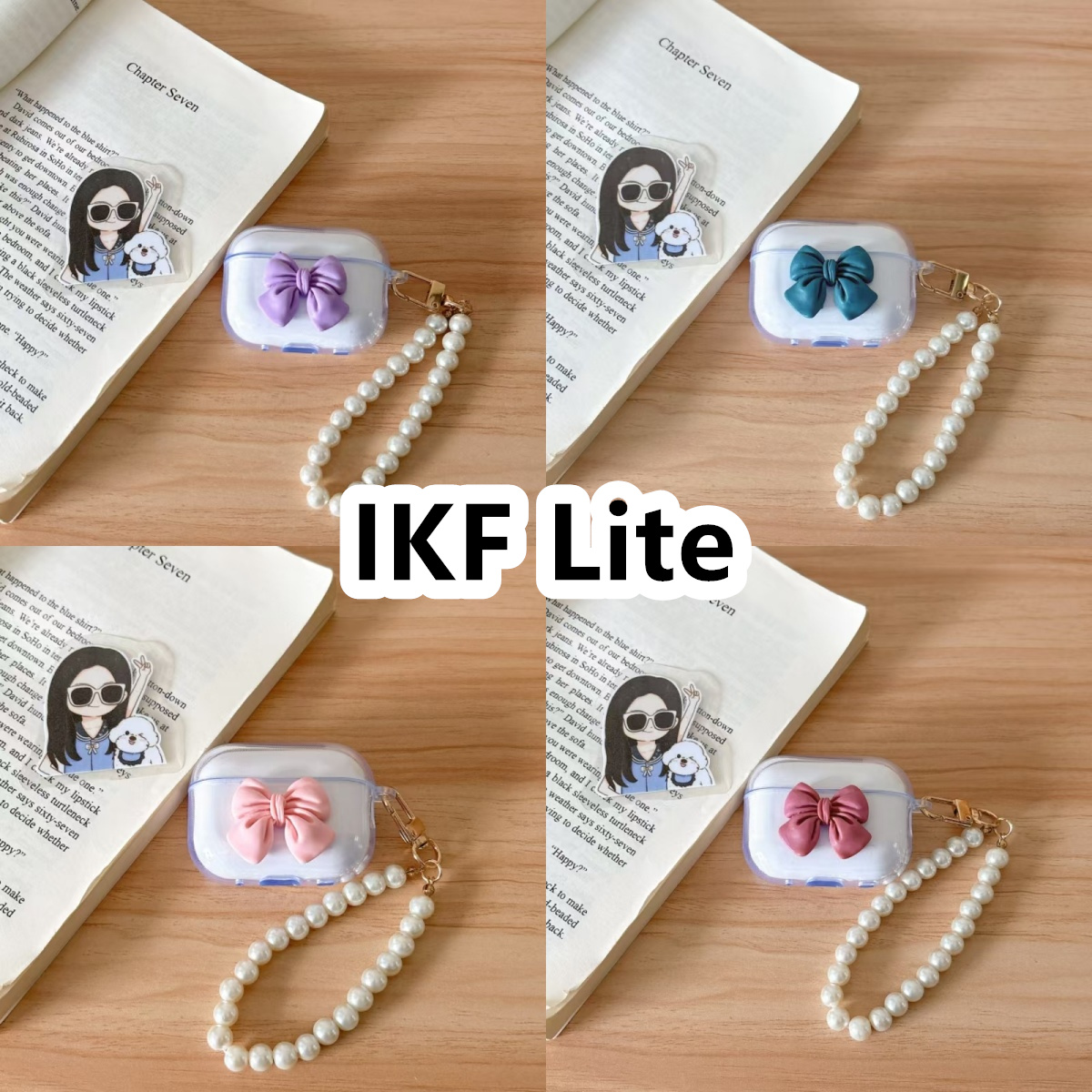 适用于IKF Lite耳机套透明DIY手作蝴蝶结珍珠手串保护套防摔可爱