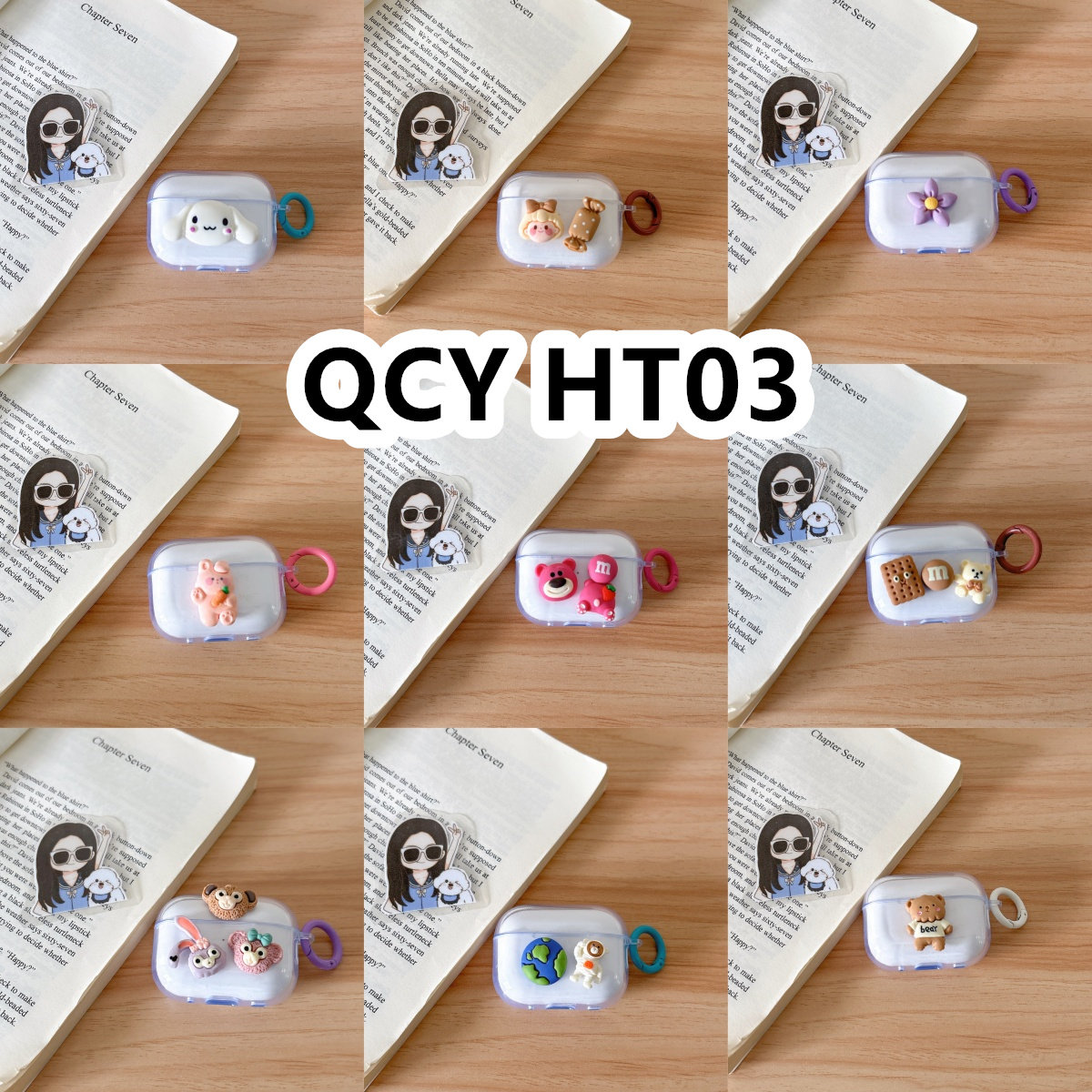 适用于QCY HT03耳机套透明DIY手作经典卡通保护套防摔可爱