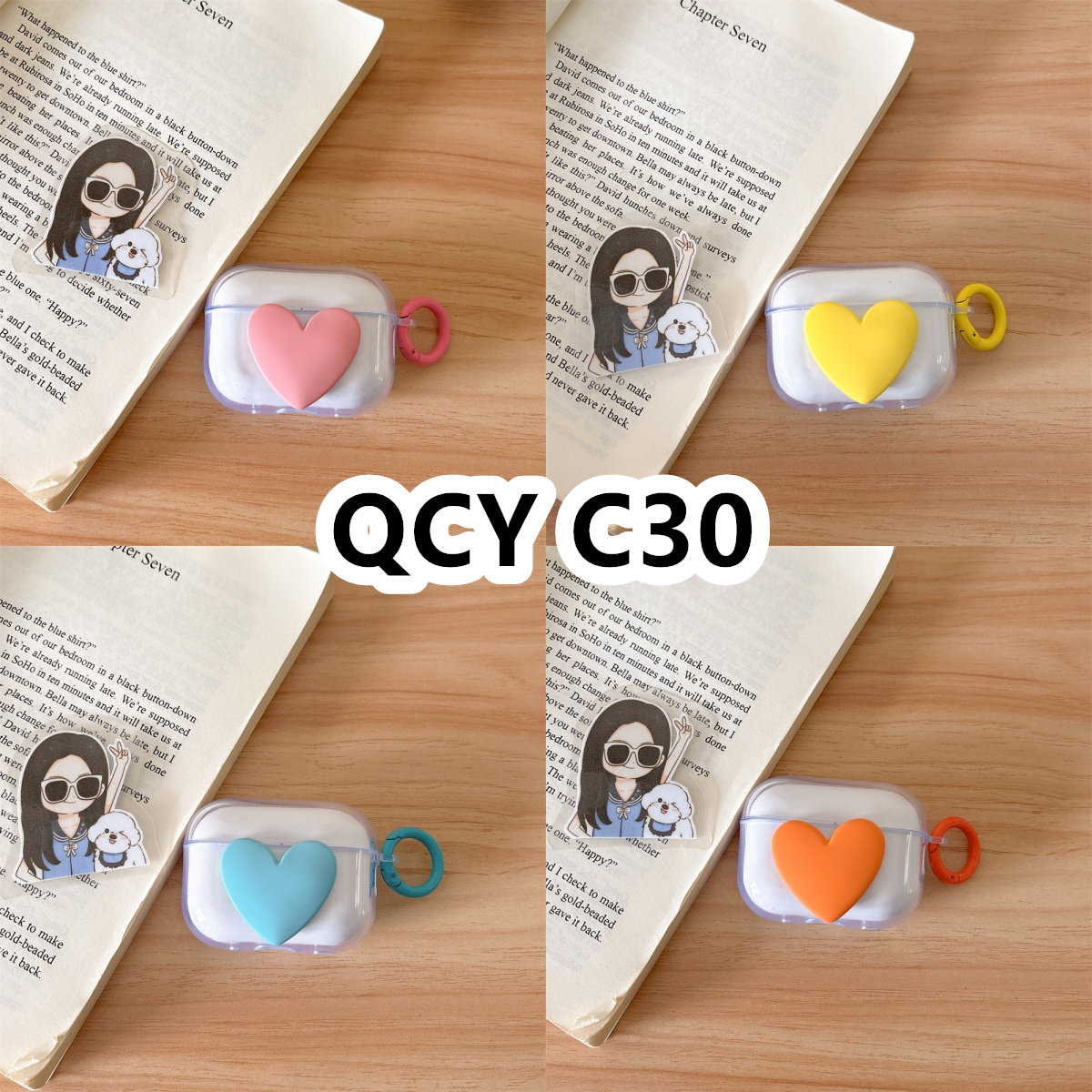 适用于QCY C30耳机套透明DIY手作桃心保护套防摔可爱图片