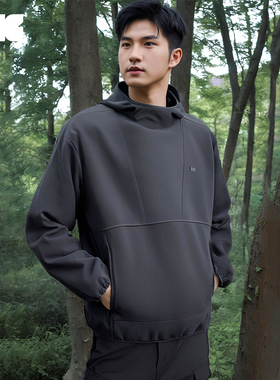 LNG2024秋季新品男经典百搭户外休闲运动风徒步保暖口袋连帽卫衣