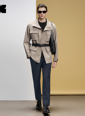 LNG2024夏季新款轻商务休闲通勤简约松紧后腰梭织长裤男