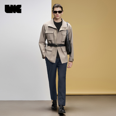 LNG2024夏季新款轻商务休闲通勤简约松紧后腰梭织长裤男