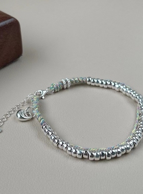 新款S925纯银盘缠秤砣小锁包盘缠手链纯手工编织简约百搭气质款