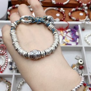 新款足银999实心盘缠手链原创设计百搭情侣款盘缠手链春节礼物