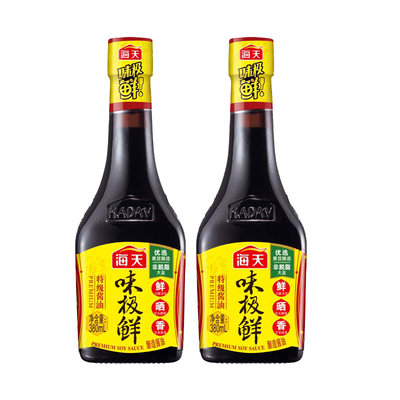 海天味极鲜特级酱油380ml*2瓶凉拌调味品酿造酱油生抽酱油