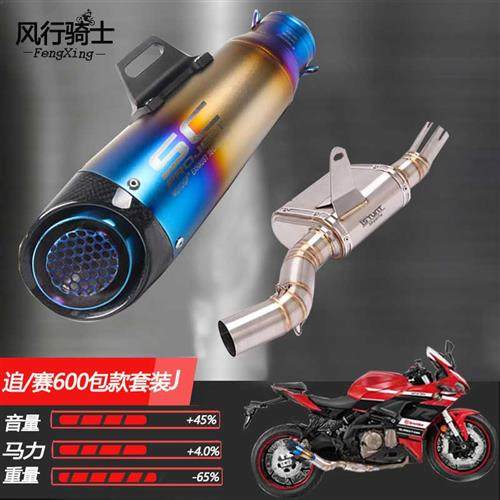 适用于QJ摩托车新老款赛600改装天蝎吉村SC排气管中前段全段追600