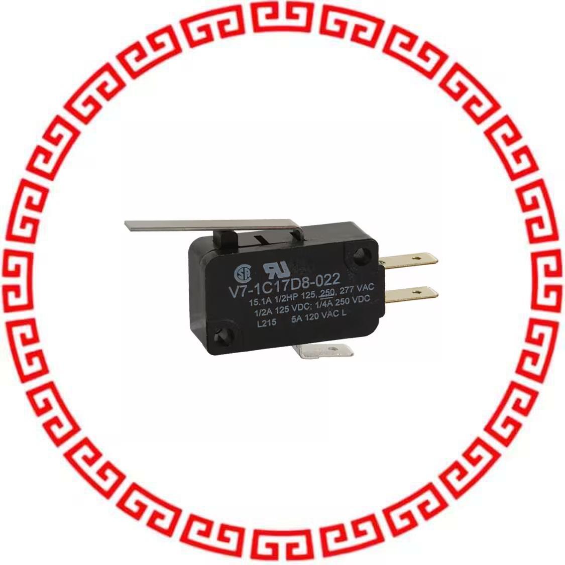 V7-1C17D8-022 SWITCH SNAP ACTION SPDT 15A 125V