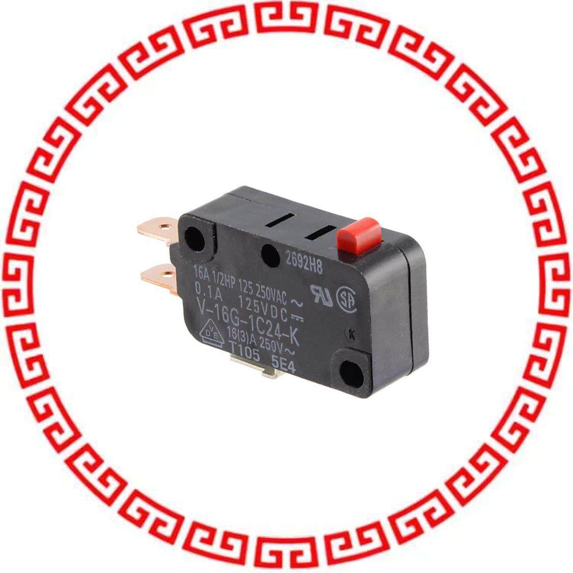 V-16G-1C24-K(R) SWITCH SNAP ACTION SPDT 16A 250V