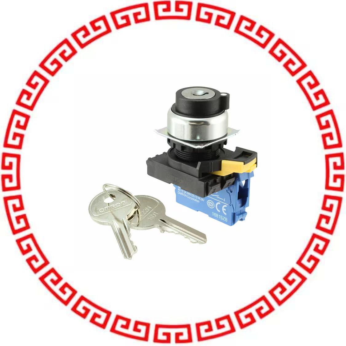 A22NK-3RB-01DA-G101 SWITCH KEYLCK 3POS DPST 10A