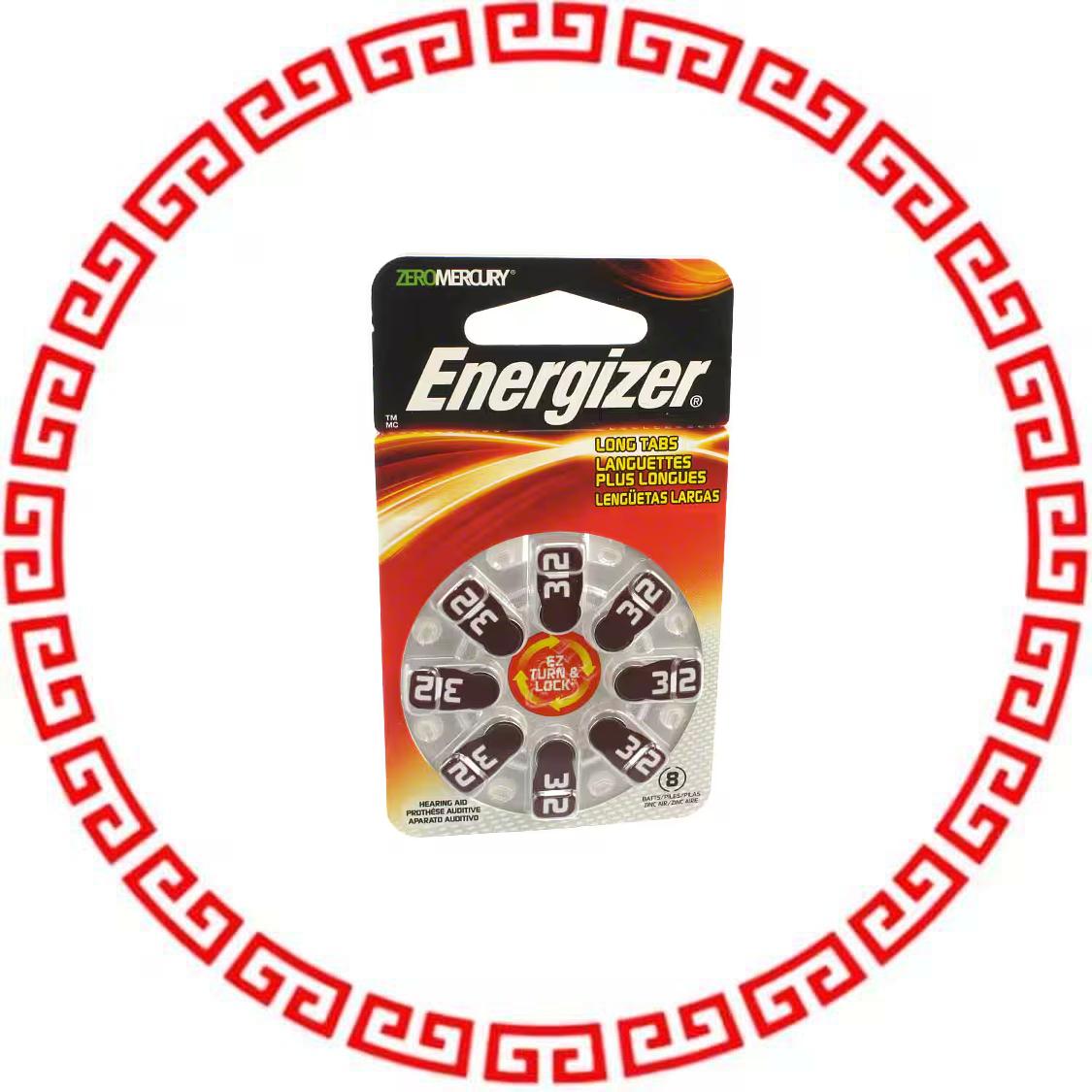 AZ312DP-8 BATT ZINC 1.4V BUTTON 7.9MM 8PK