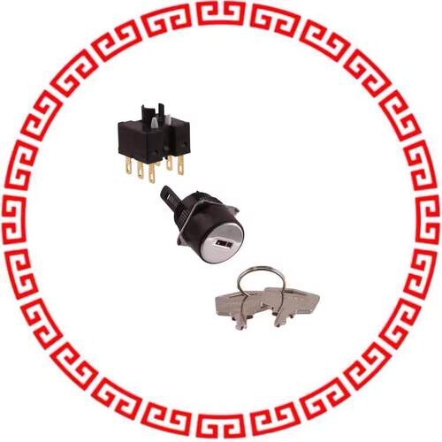 A165K-T2ML-2 SWITCH KEYLOCK 2POS DPDT 5A 125V