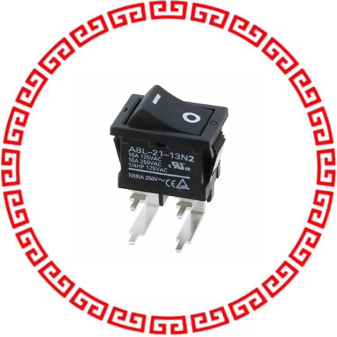 A8L-21-13N2 SWITCH ROCKER DPST 10A 125V