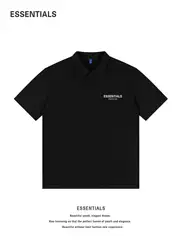 Essentials Official Short-Sleeved Polo Shirt for Men in Summer, American Casual Breathable Pure Cotton Business Lapel Top Trendy