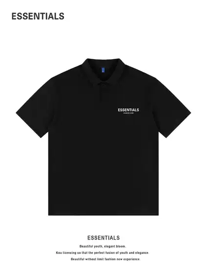 Essentials Official Short-Sleeved Polo Shirt for Men in Summer, American Casual Breathable Pure Cotton Business Lapel Top Trendy