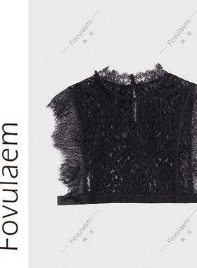 枫竺高端女装阿楠anan蕾丝钩花短款精致时尚内搭背心假领子女夏季