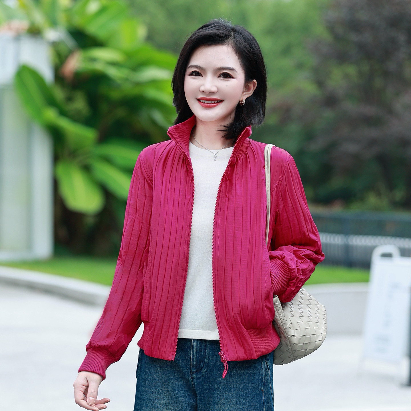 枫竺阿楠简约通勤风立领夹棉外套女显瘦轻薄保暖百搭秋装新款棉服