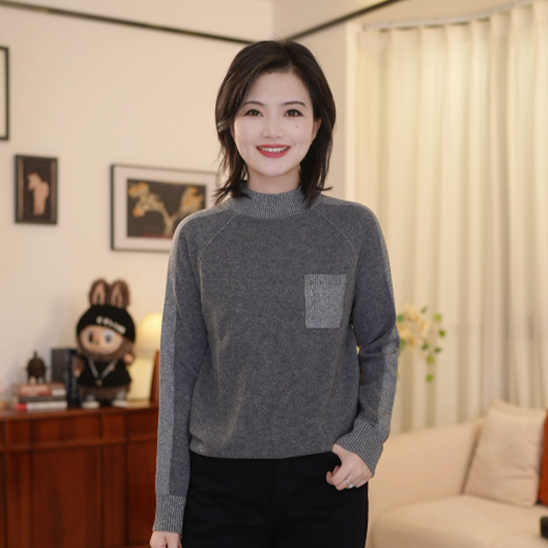 秋冬100%绵羊毛针织衫打底毛衣女