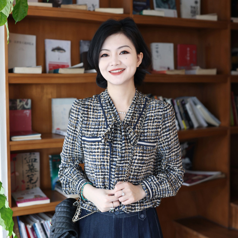 【100%桑蚕丝】枫竺小香风飘带长袖衬衫春季女装2025新款真丝上衣