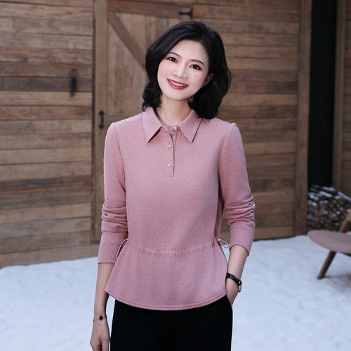 翻领磨毛绒厚款长袖衬衫女