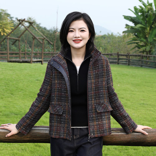 秋冬可拆卸帽口袋长袖短外套女